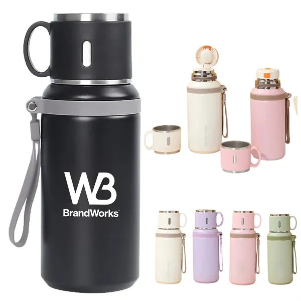 20oz Stainless Steel Insulated Bottle with Travel Cup
