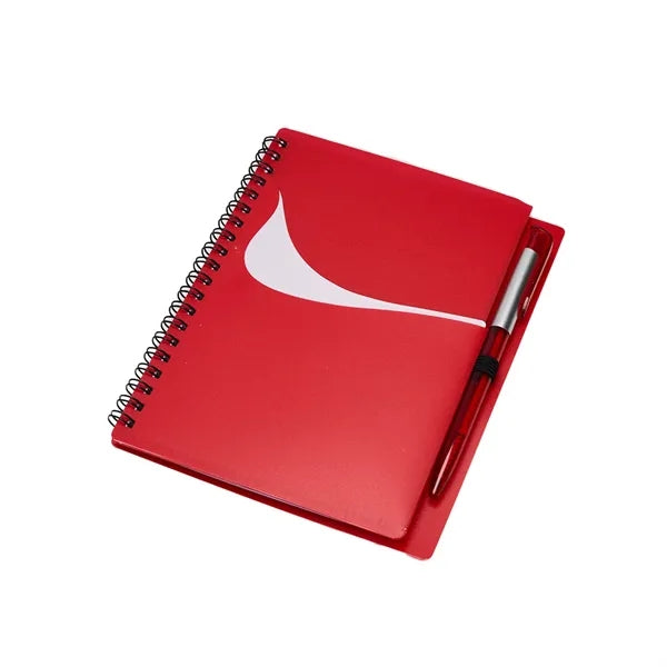 Wavy Design PP Cover RIng Notebook with Matching Pens
