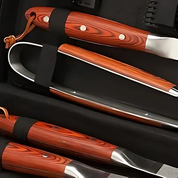 10-Piece Premium Stainless-Steel Grilling Set