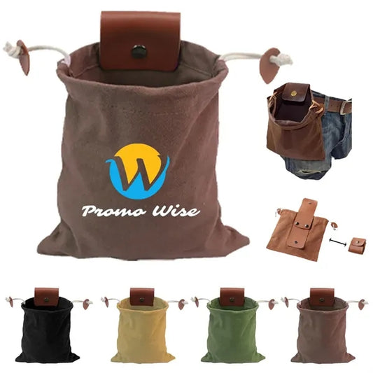Drawstring Mushroom Gathering Foraging Bag with Metal Buckle