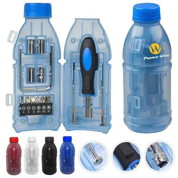 14-Piece Bottle-Shaped Transparent Compact Portable Tool Kit