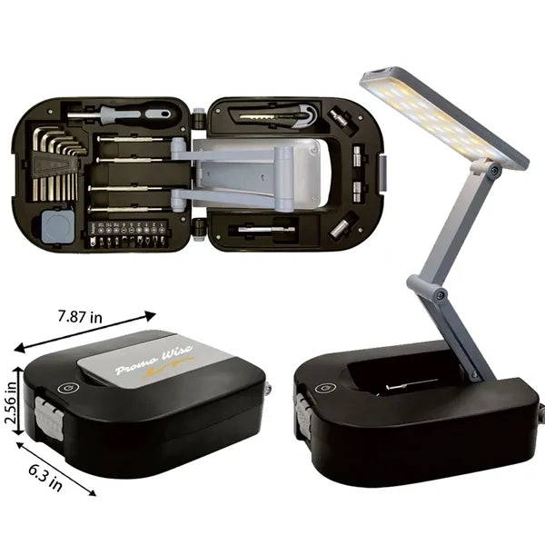 22-Piece Repair Tool Kit with 3-Mode Adjustable Desk Lamp