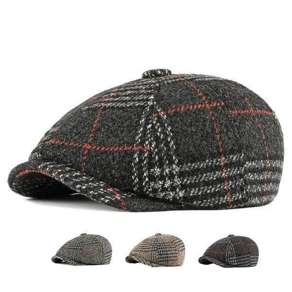 New unisex wool beret and artistic retro octagonal hat