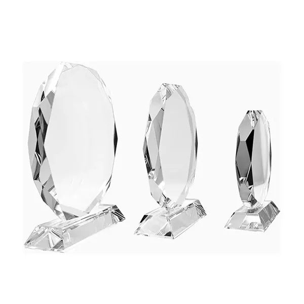 Octagonal Crystal Employee Award Glass Trophy Plaque