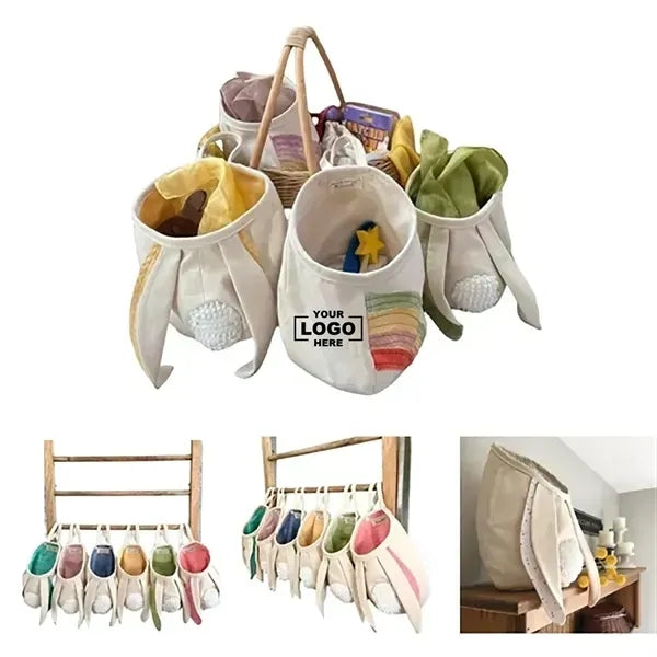 Easter Cotton Linen Cute Bunny Ears Tote Bag