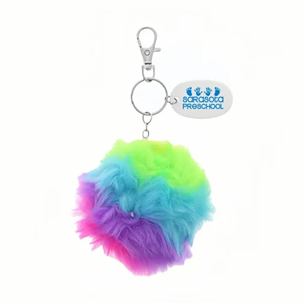 Rainbow Pom Keychain