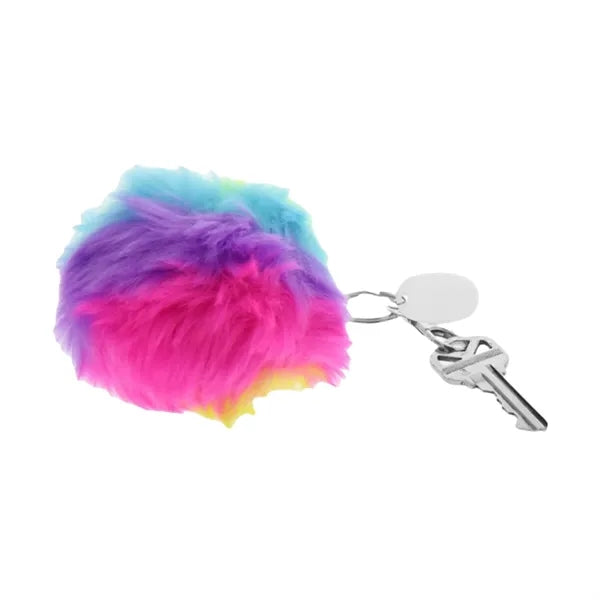 Rainbow Pom Keychain