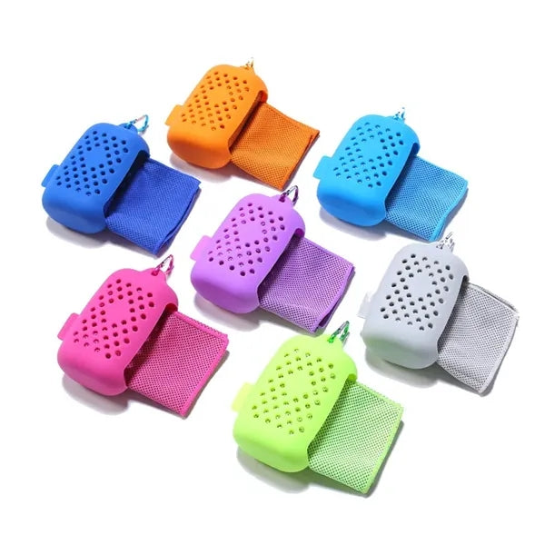 Sport Fast Drying Cooling Towel With Silicone Case