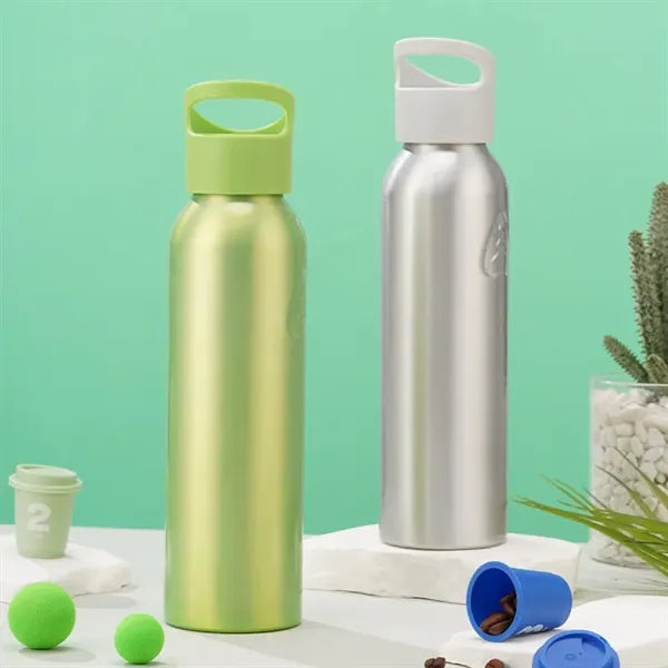 600ml Single Wall Aluminum Water Bottle with Finger Loop Lid