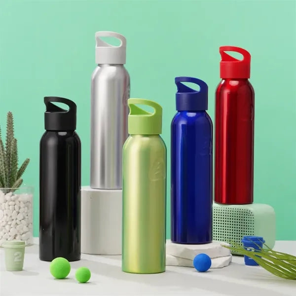 600ml Single Wall Aluminum Water Bottle with Finger Loop Lid