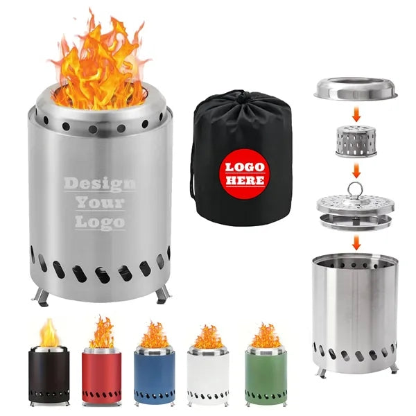 Camping Tabletop Smokeless Fire Pit With Storge Bag