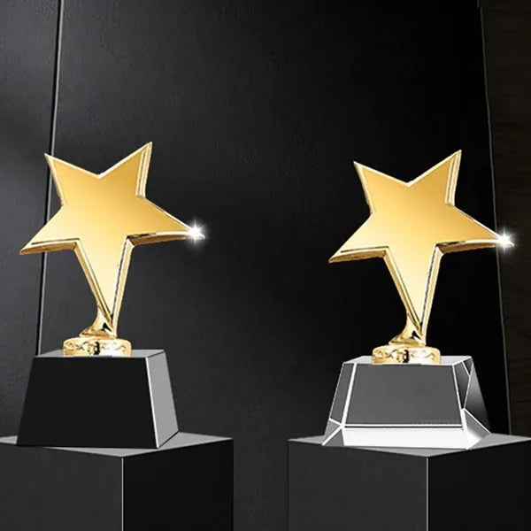 Crystal Base Gold Metal Star Award Trophy