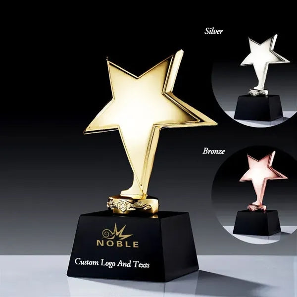 Crystal Base Gold Metal Star Award Trophy