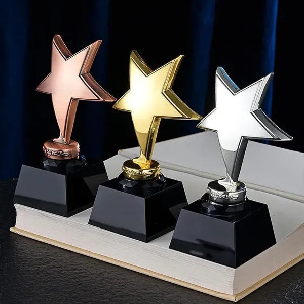 Crystal Base Gold Metal Star Award Trophy
