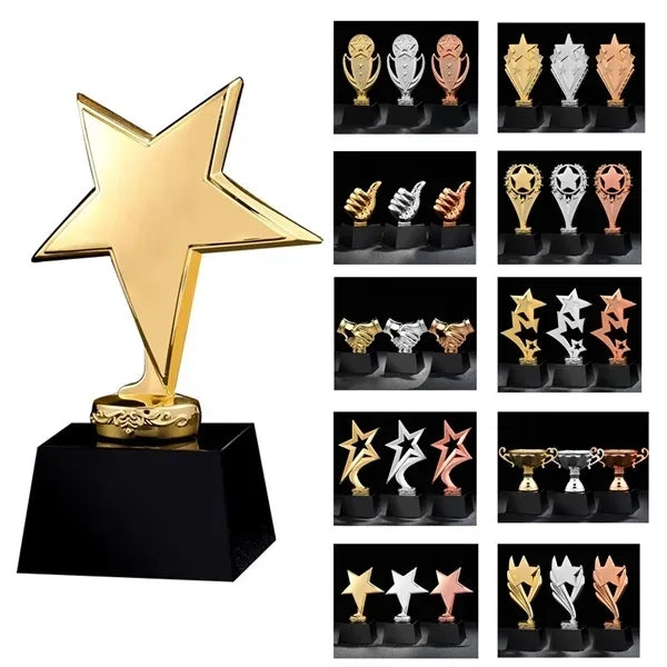 Crystal Base Gold Metal Star Award Trophy