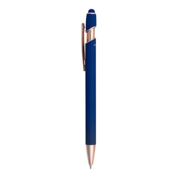 Satin Soft Stylus Gel Click Pen w/ Rose Gold trim