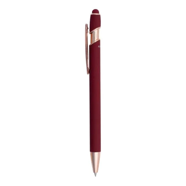 Satin Soft Stylus Gel Click Pen w/ Rose Gold trim