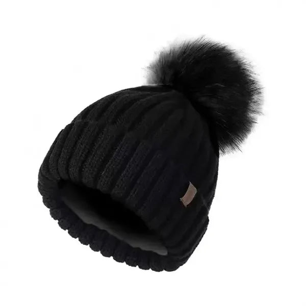 Winter Knit Faux Fur Pom-Pom Beanie