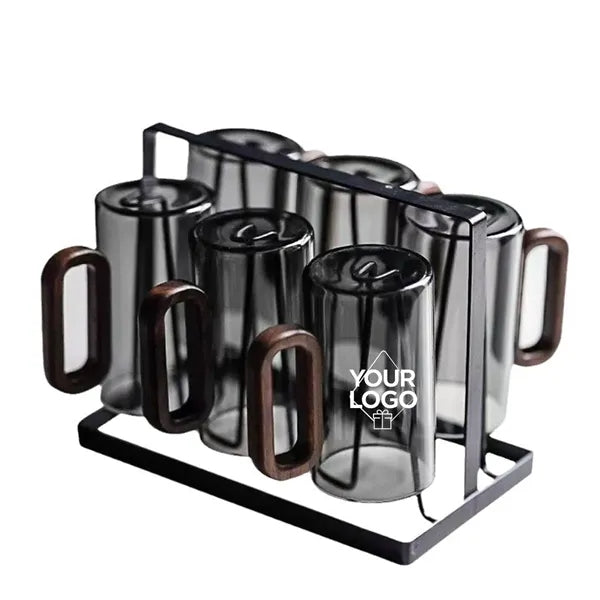 12oz Glass Mug with Wooden Handle