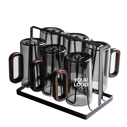 12oz Glass Mug with Wooden Handle
