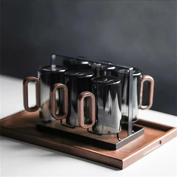 12oz Glass Mug with Wooden Handle