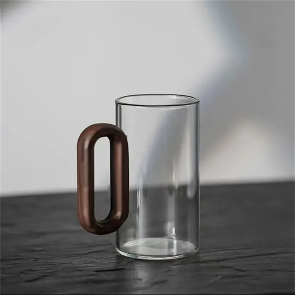 12oz Glass Mug with Wooden Handle