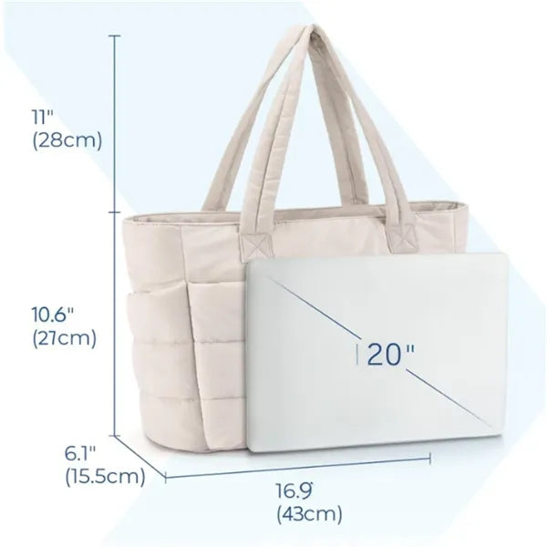 16.9in Puffy Padded Tote Bag for Daily & Travel Use