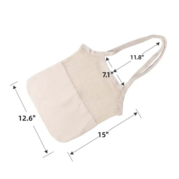 Cotton Mesh Patchwork Tote Bag