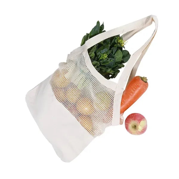 Cotton Mesh Patchwork Tote Bag