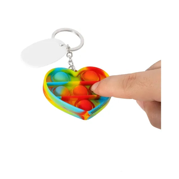 Push Pop Bubble Heart Fidget Sensory Keychain