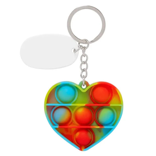 Push Pop Bubble Heart Fidget Sensory Keychain