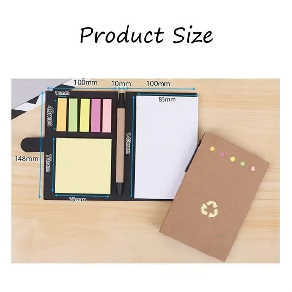 4 x 5.8 inch Recycled Note Pad with Sticky Notes, Tabs & Pen