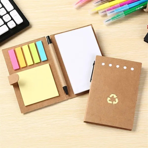 4 x 5.8 inch Recycled Note Pad with Sticky Notes, Tabs & Pen