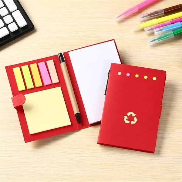 4 x 5.8 inch Recycled Note Pad with Sticky Notes, Tabs & Pen