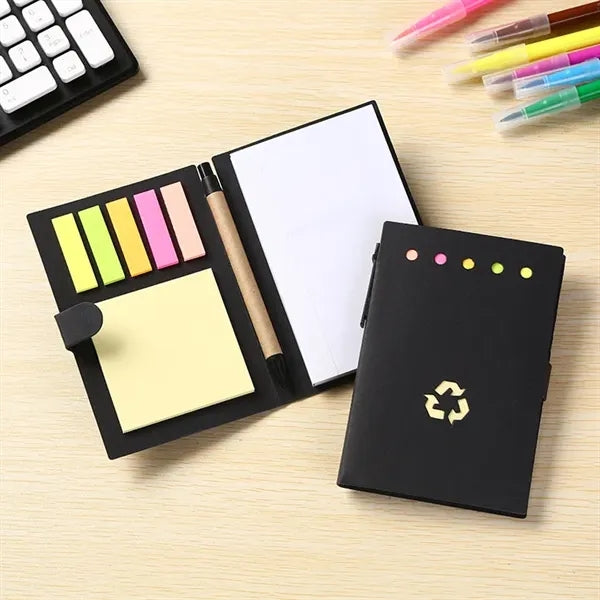 4 x 5.8 inch Recycled Note Pad with Sticky Notes, Tabs & Pen