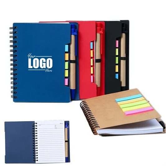 4.5 x 5.7 inch Lined Spiral Notebook with Pen & Sticky Tabs