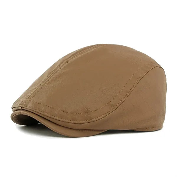 Unisex PU Leather Beret British Dark Leather Flat Cap