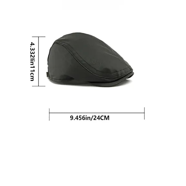 Unisex PU Leather Beret British Dark Leather Flat Cap