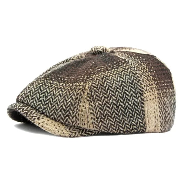 New Winter British Plaid Newsboy Cap for Women and Men