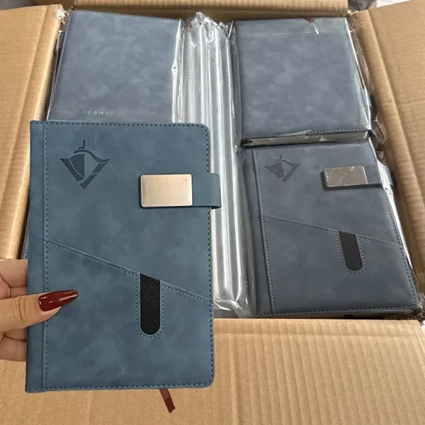 Leather Journal Notebook with Pocket and Magnetic Buckle