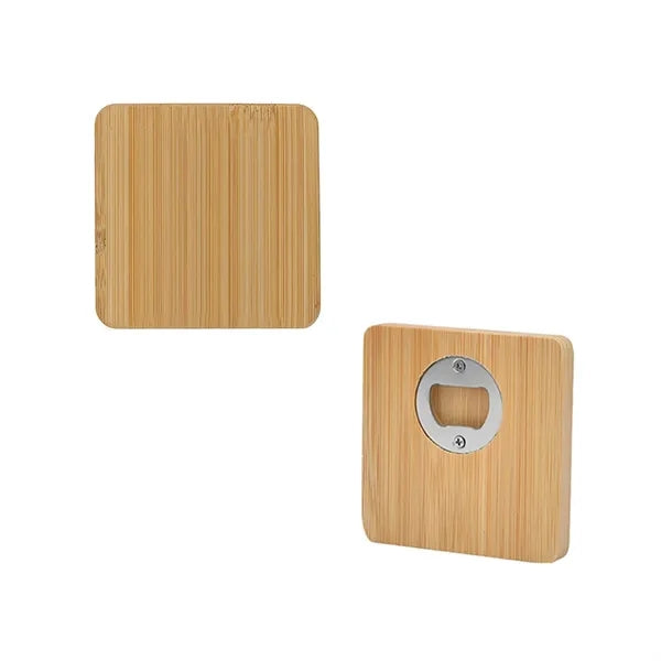 Bamboo Square Coaster And Bottle Opener