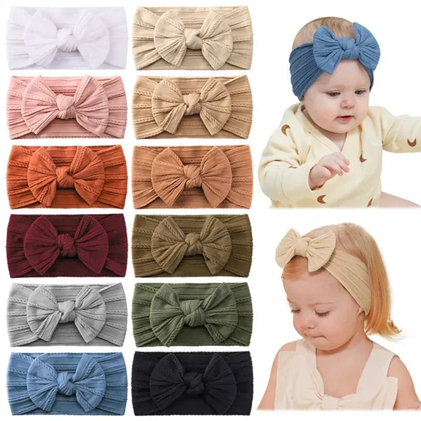 Baby Girls Bow Headbands Soft Stretchy