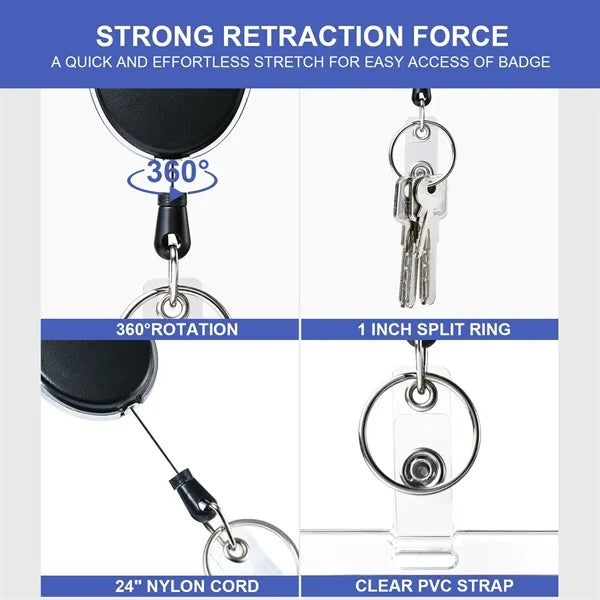 Retractable Badge Holder Reel Keychain Ring