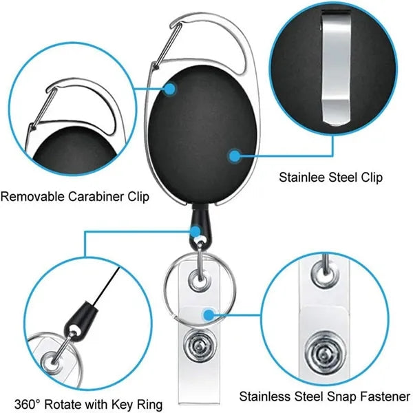 Retractable Badge Holder Reel Keychain Ring