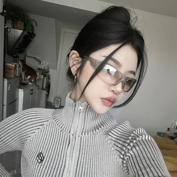 Retro Y2K Oval Glasses Sport Sunglasses