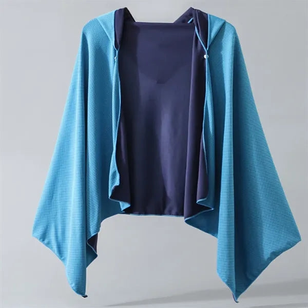 Cool Quick-Drying Sun-Proof Beach Hooded Cape With Buttons