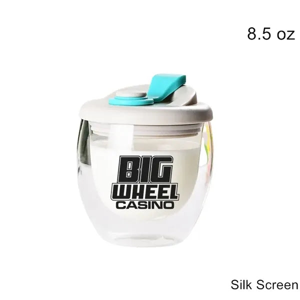 8.5/12/15 oz Double Wall Clear Glass Cup with Silicone Lid