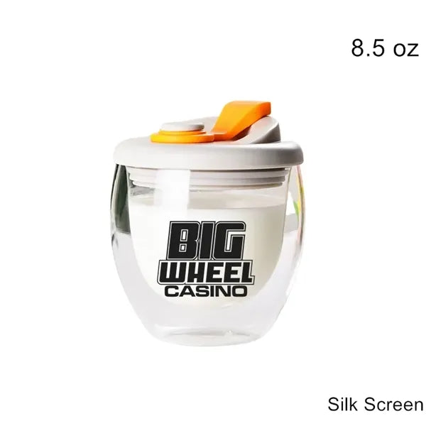 8.5/12/15 oz Double Wall Clear Glass Cup with Silicone Lid