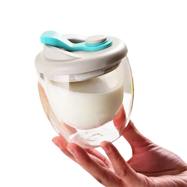 8.5/12/15 oz Double Wall Clear Glass Cup with Silicone Lid