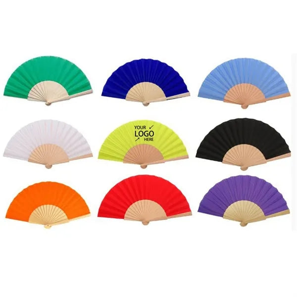 Foldable Fabric Bamboo Hand Fan for Women